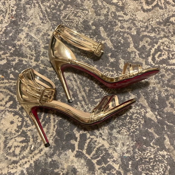 Colour Cherie Gold And Clear Women's Stiletto Heeled Sandals Size 37 - Picture 2 of 8